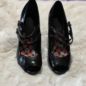 Xhilaration Black Patent Peep-Toe Heels